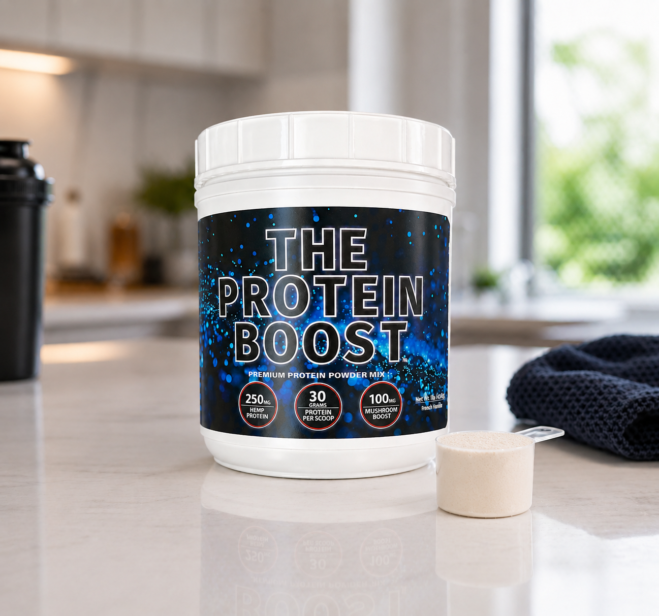 The Protein Boost protein powder packaging